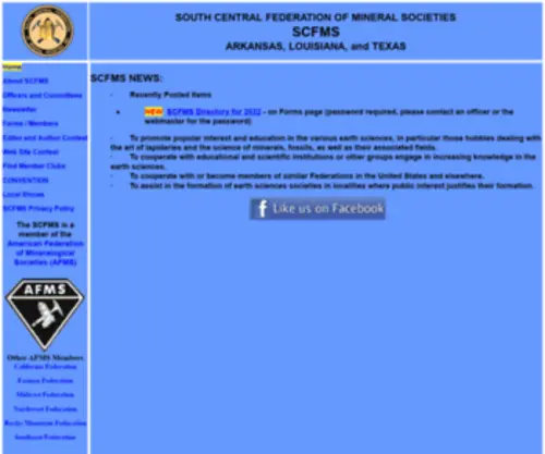 SCFMS.net(South Central Federation of Mineral Societies) Screenshot