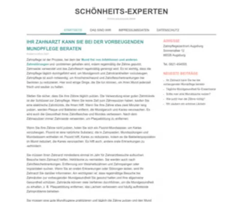 Schoenheits-Experten.de(Hautpflege, Make-up, Wellness, Ernaehrung, Anti-Aging und Entspannung) Screenshot