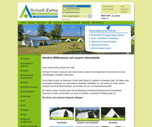Scholl-Zelte.com(Online-Shop für Gerüstzelte, Rundzelte, Gruppenzelte, Hauszelte, etc) Screenshot