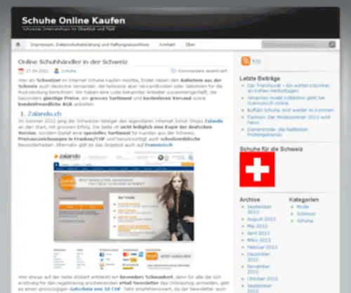 Schuheonlinekaufen.ch(De beste bron van informatie over Schuhe Online Kaufen) Screenshot