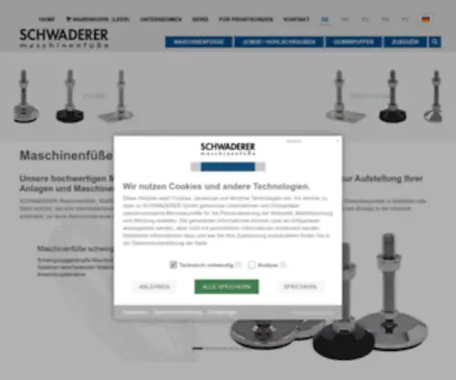 SChwaderer.com(Schwaderer GmbH ✓ Maschinenfüße ✓ Nivellierfüße ✓ Stellfüße ✓ Gelenkfüße) Screenshot