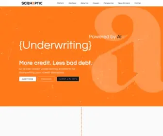 Scienaptic.com(Leveraging AI techniques in credit underwriting) Screenshot