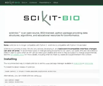 Scikit-Bio.org(Bioinformatics in Python) Screenshot