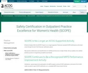 Scopeforwomenshealth.org(Patient Safety and Quality) Screenshot