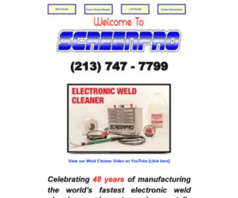 Screenpro.net(World’s Fastest Electronic Weld Cleaning Equipment) Screenshot