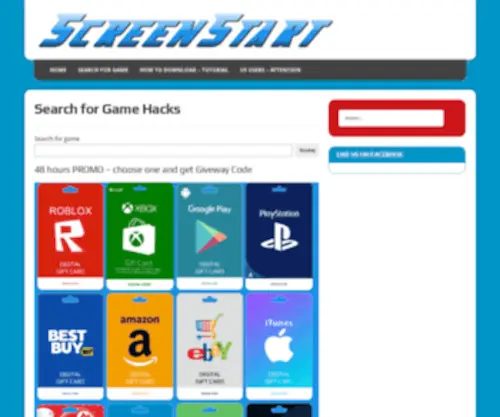 Screenstart.net(Search for Game Hacks) Screenshot