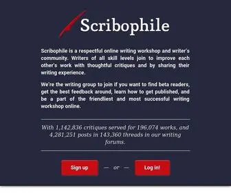 Scribophile.com(The writing group and online writing workshop for serious writers) Screenshot