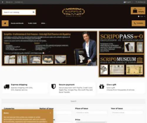 Scripofilia.com(Portale specializzato in scripofilia) Screenshot