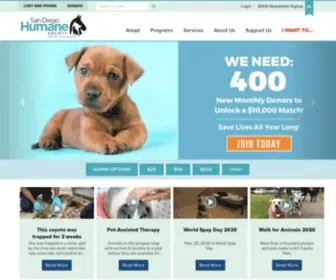 Sdhumane.org(San Diego Humane Society) Screenshot