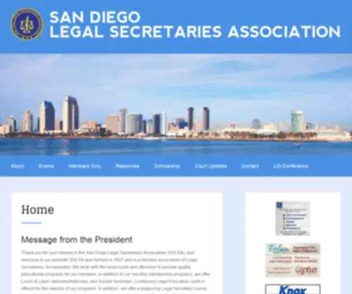 SDlsa.org(San Diego Legal Secretaries Association) Screenshot