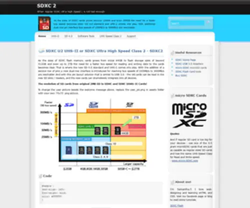 SDXC2.com(SDXC Ultra High Speed Class 2) Screenshot
