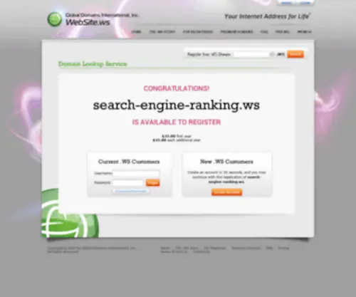 Search-Engine-Ranking.ws(Your Internet Address For Life) Screenshot