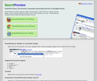 Searchpreview.de(Adds preview images (thumbnails) to search results) Screenshot