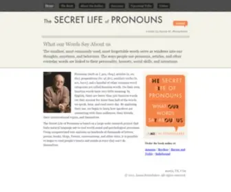 Secretlifeofpronouns.com(James Pennebaker) Screenshot