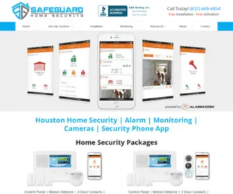 Securitycamerahouston.com(Home security system installation and 24 hour home alarm monitoring in Houston by Safeguard) Screenshot