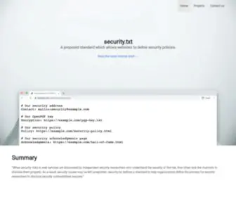 SecuritytXt.org(A proposed standard) Screenshot