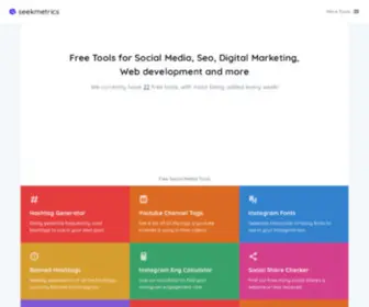 Seekmetrics.com(Free Tools for Social Media) Screenshot