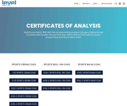Selectmylevel.com(Certificates of Analysis) Screenshot