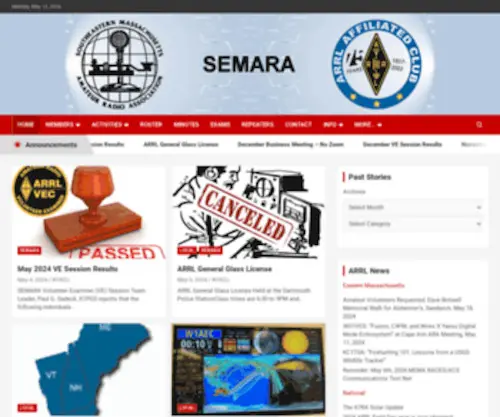 Semara.org(Southeastern Massachusetts Amateur Radio Association) Screenshot