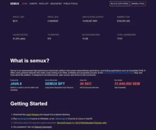 Semux.info(Semux Network Status) Screenshot