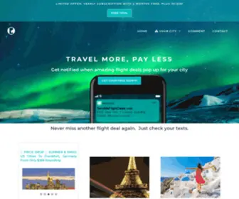 Sendmeflightdeals.com(Instant alerts for cheap flight deals) Screenshot