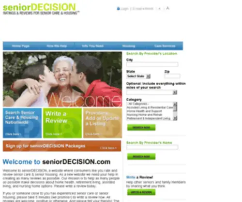 Seniordecision.com(First Nationwide Ratings & Reviews for Senior Care & Housing) Screenshot