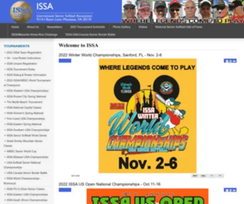 Seniorsoftball.org(ISSA) Screenshot