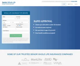 Seniorwholelife.com(Whole Life Insurance for Seniors) Screenshot