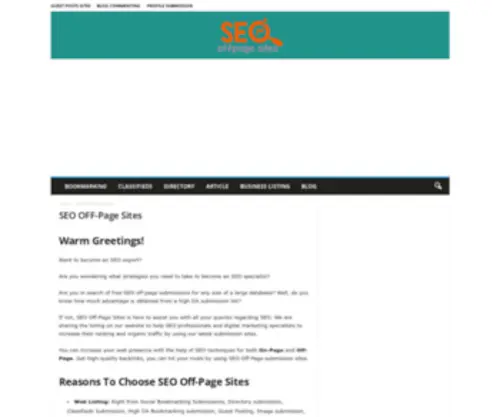 Seooffpagesites.com(Seo off page sites) Screenshot