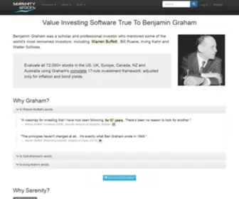 Serenitystocks.com(Value Investing Software True To Benjamin Graham) Screenshot