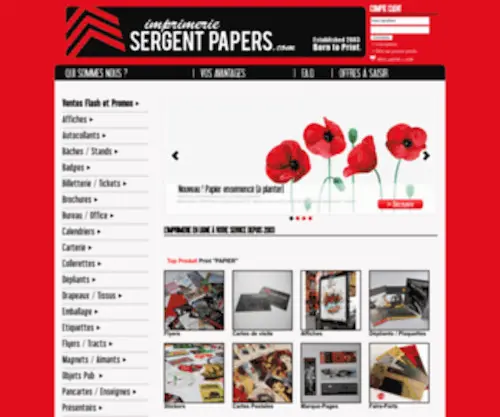 Sergentpapers.com(Imprimerie Sergent Papers : L'imprimerie en ligne à votre service depuis 2003) Screenshot