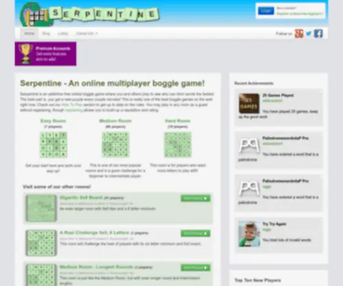 Serpentinegame.com(Play Boggle Online With Your Friends) Screenshot