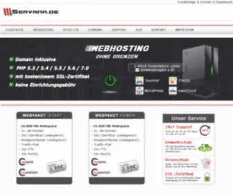 Servana.de(WebHosting & ServerHosting Startseite) Screenshot