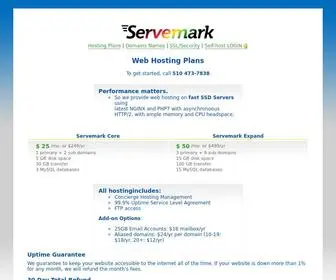 Servemark.com(Web Hosting Plans) Screenshot