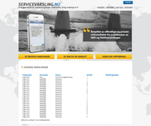 Servicevarsling.no(Servicevarsling) Screenshot