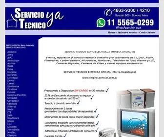 Serviciotecnicoya.com.ar(SERVICIO TECNICO SANYO ELECTROLUX EMPRESA OFICIAL (R)) Screenshot