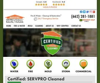 ServProoxfordbatesvilleclarksdale.com(Oxford, MS Water, Fire & Mold Damage Cleanup and Restoration) Screenshot