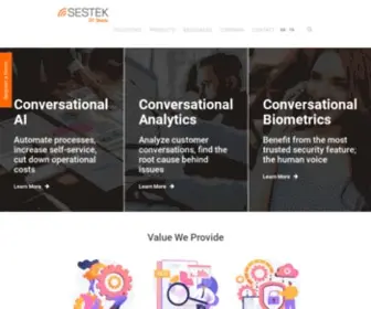 Sestek.com(Sestek conversational solutions AI speech analytics voice biometrics) Screenshot
