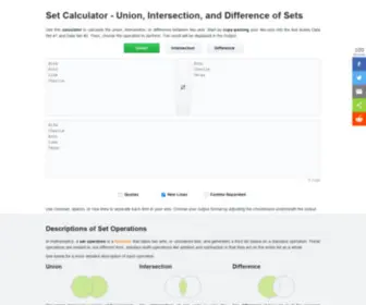 Setcalculator.com(Union) Screenshot