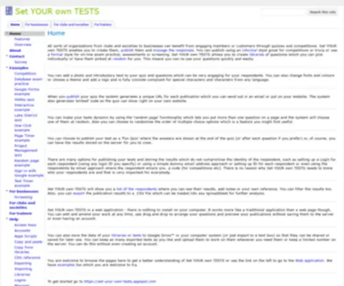 Setyourowntests.com(Set YOUR own TESTS) Screenshot