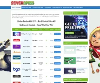 Sevenspins.com Screenshot