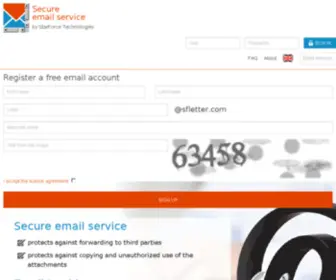 Sfletter.com(Secure email service) Screenshot