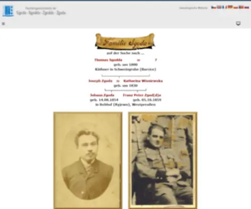 Sgoda.de(Startseite der Website Genealogie der Familien Sgoda) Screenshot