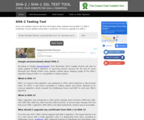 Sha2SSLchecker.com(SHA 1 / SHA 2 testing tool) Screenshot