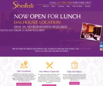 Shafali.com(Indian Restaurant Ottawa) Screenshot