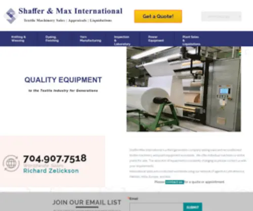 Shaffermax.com(Textile Machinery Sales) Screenshot