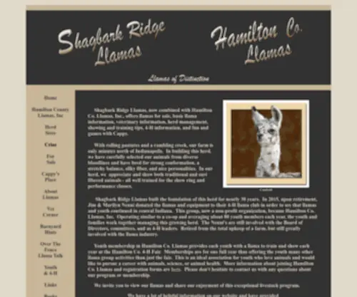 Shagbarkridge.com(Llamas For Sale in Indiana) Screenshot