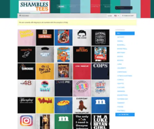 Shamblestees.com(Shambles Tees) Screenshot