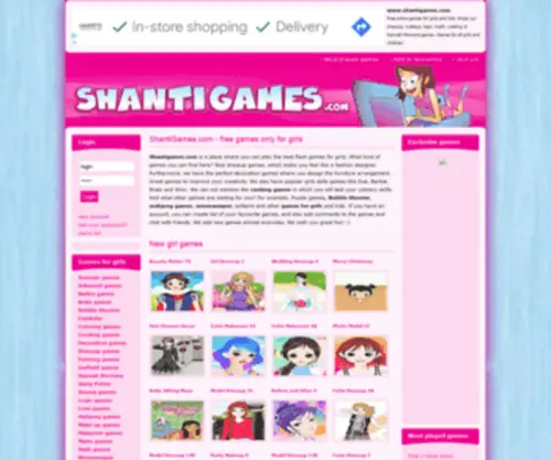 Shantigames.com(Minigames for girls) Screenshot