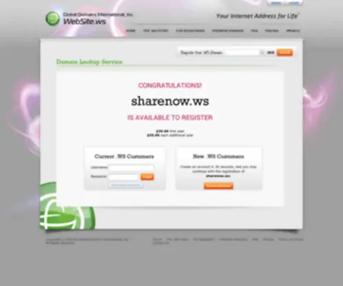 Sharenow.ws(Your Internet Address For Life) Screenshot